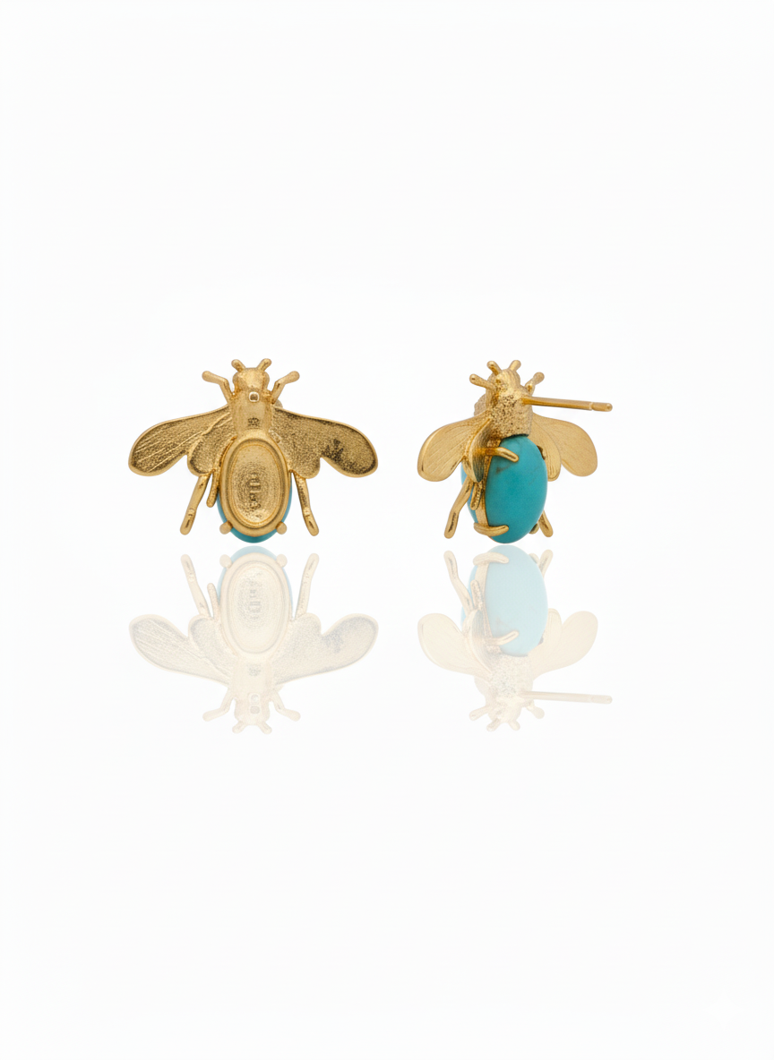 Turquoise Bee Studs - Image 2
