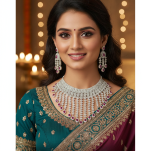 Noor-e-Ruby Cascade Bridal Choker Set