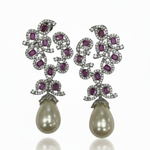 Diamond Pearl Drop Earrings