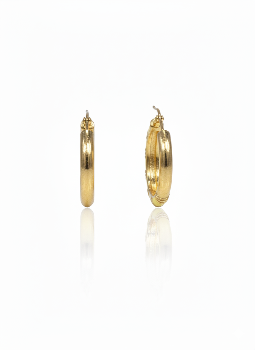 Lemon Enamel Gold Hoop Earrings - Image 4