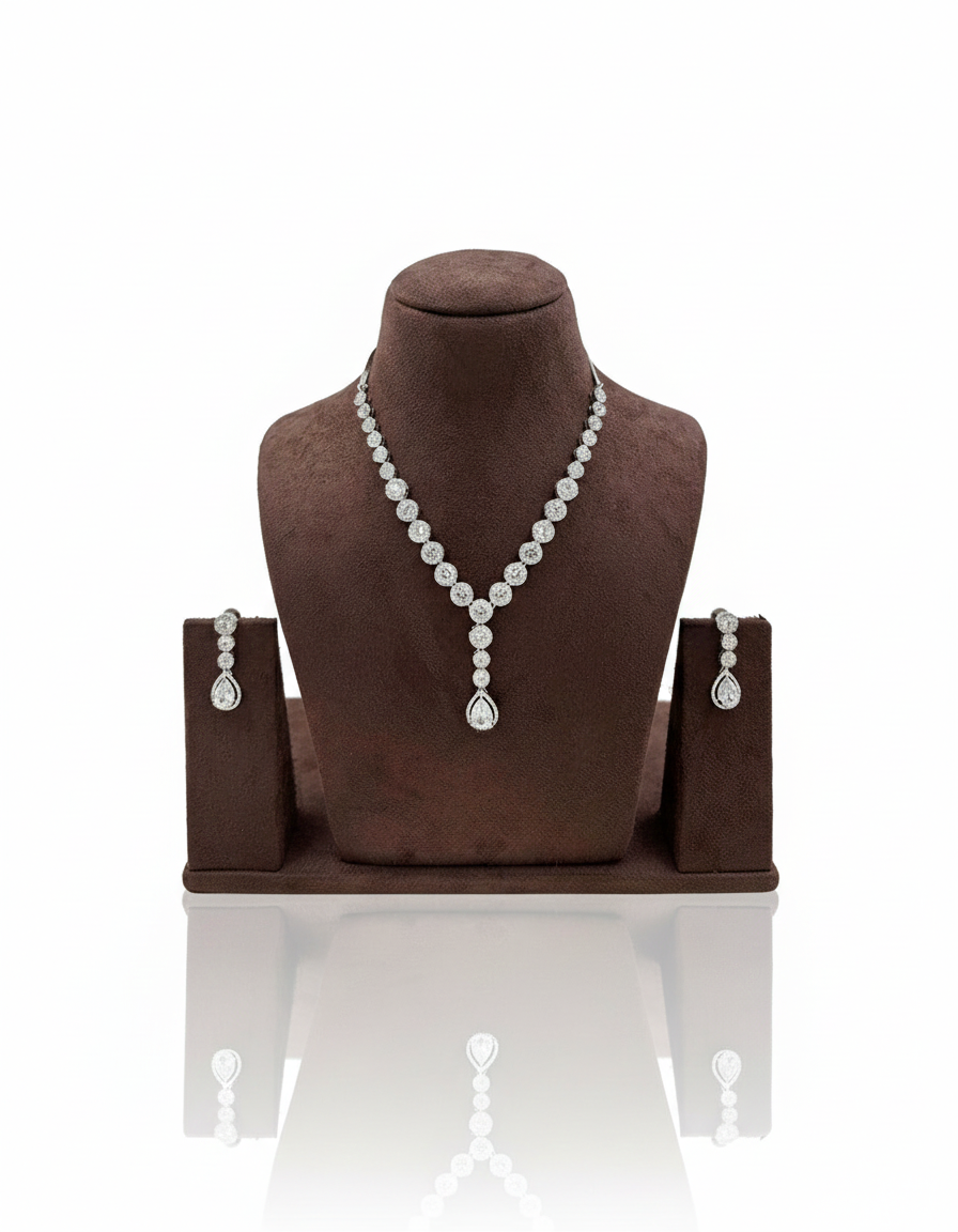 Sparkle Diamond Necklace & Earring Set - Image 4