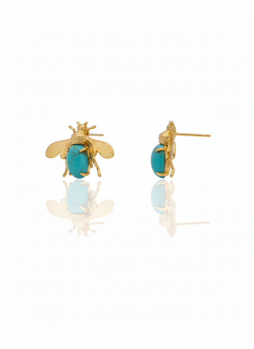 Turquoise Bee Studs - Image 4