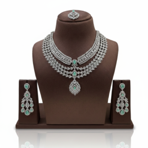 Mint Cascade Necklace, Earring & Ring Set