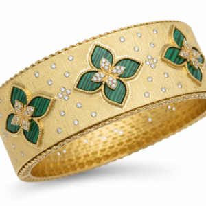 Emerald Blossom Diamond Gold Bangle