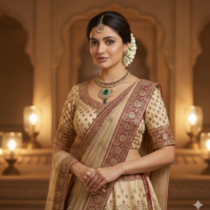 Rajwada Emerald Ruby Necklace & Earring Set