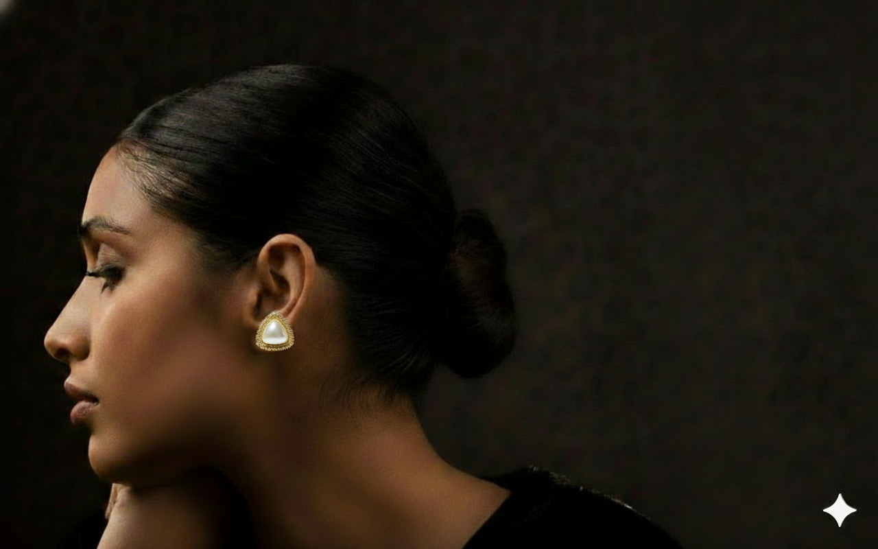 Solara Tri-Pearl Stud Earrings - Image 2