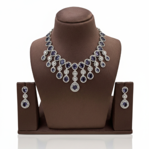 Royal Sapphire Cascade Necklace & Earring Set