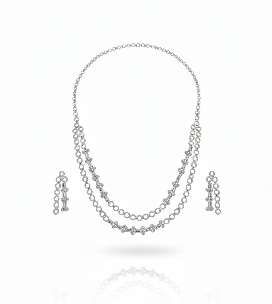 Luna Link Diamond Necklace & Earring Set - Image 2