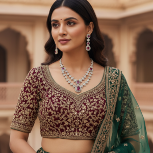 Crimson Royale Layered Necklace & Earring Set