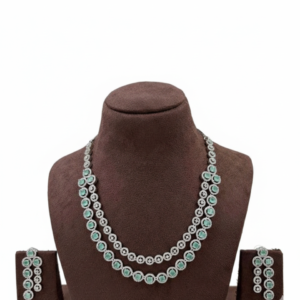 Strand Emerald and Diamond Halo Jewelry Set