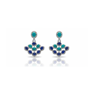 Diamond Statement Drop Earrings Aquamarine