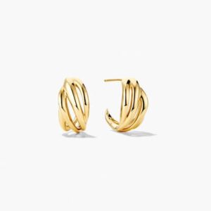 Modern Gold Sculpted Hoop Earrings