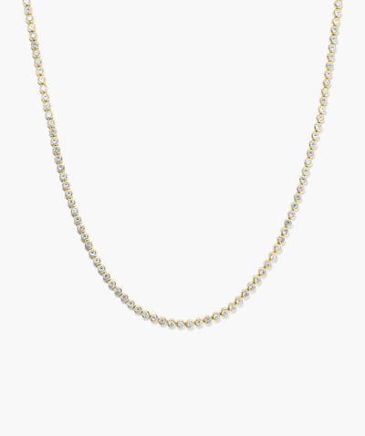 Gold Bezel-Set Crystal Tennis Necklace