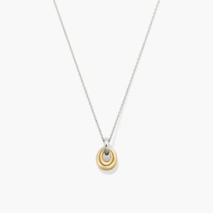 Minimal Two-Tone Interlocking Drop Pendant Necklace