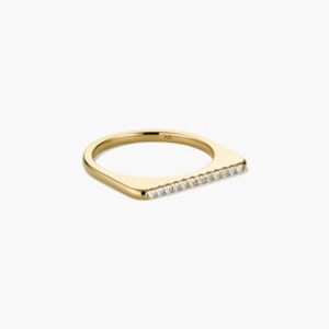 Gold Pavé-Trim Geometric Band Ring