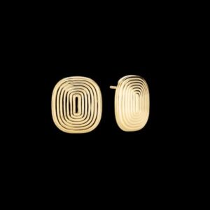 Gold Layered Oval Contour Stud Earrings