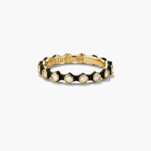 Gold & Black Enamel Diamond Eternity Band