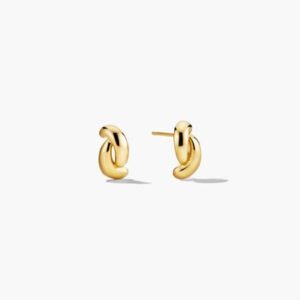 Polished Gold Sculpted Link Stud Earrings