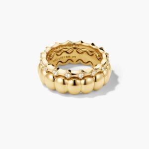 Gold Scalloped Pavé Dome Ring