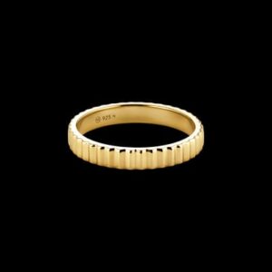 Gold Ribbed Band Ring