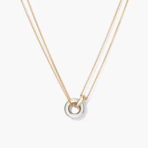 Minimal Two-Tone Interlocking Circle Layered Necklace