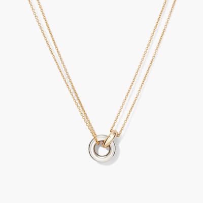 Minimal Two-Tone Interlocking Circle Layered Necklace