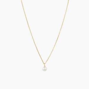 Gold Chain Necklace with Single Pearl Pendant