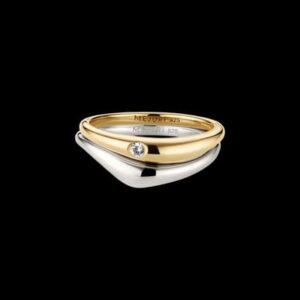 Luna Two-Tone Gold & Silver Ring with Single Diamond Detail