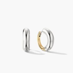 Polished Two-Tone Gold & Silver Huggie Hoop Earrings