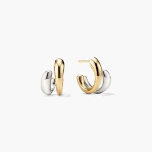 Two-Tone Sculpted Huggie Hoop Earrings
