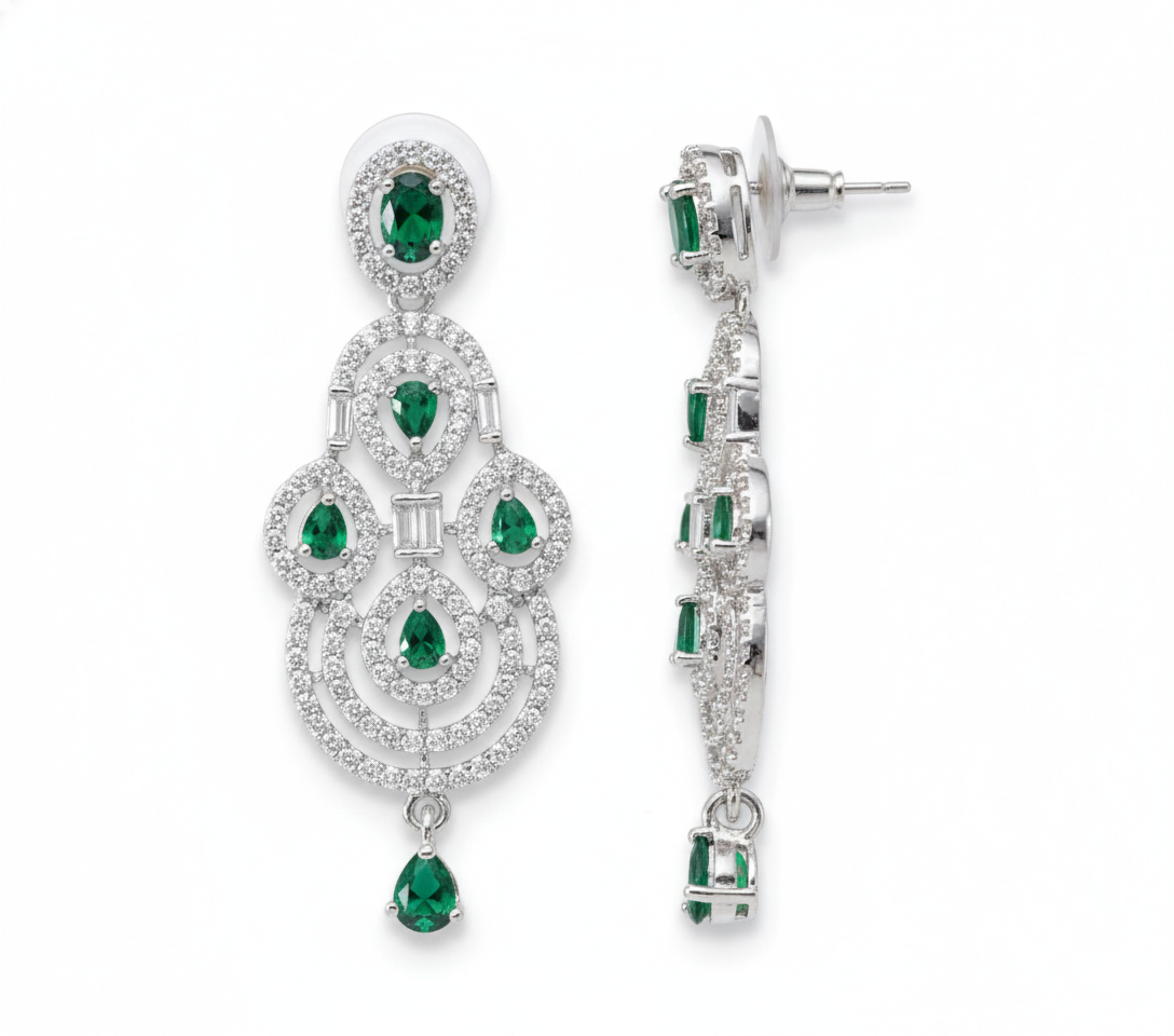 Emerald Aura Chandelier Earrings
