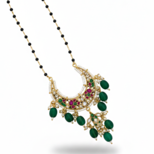 Enchanting Emerald Crescent Mangalsutra