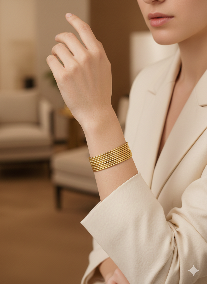 Gold Textured Bangles - Image 3