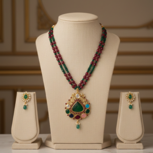 Multicolor Pendant Beaded Necklace Set