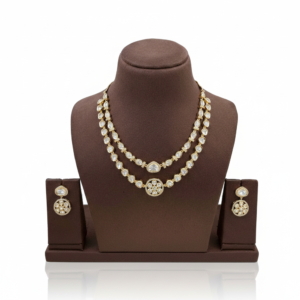 Kundan Polki Necklace Set with Floral Pendant