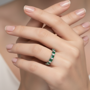 Emerald & Diamond Eternity Band