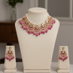 Pink Drop Bridal Necklace Set
