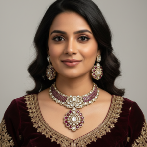Royal Ruby Kundan Choker Necklace Set