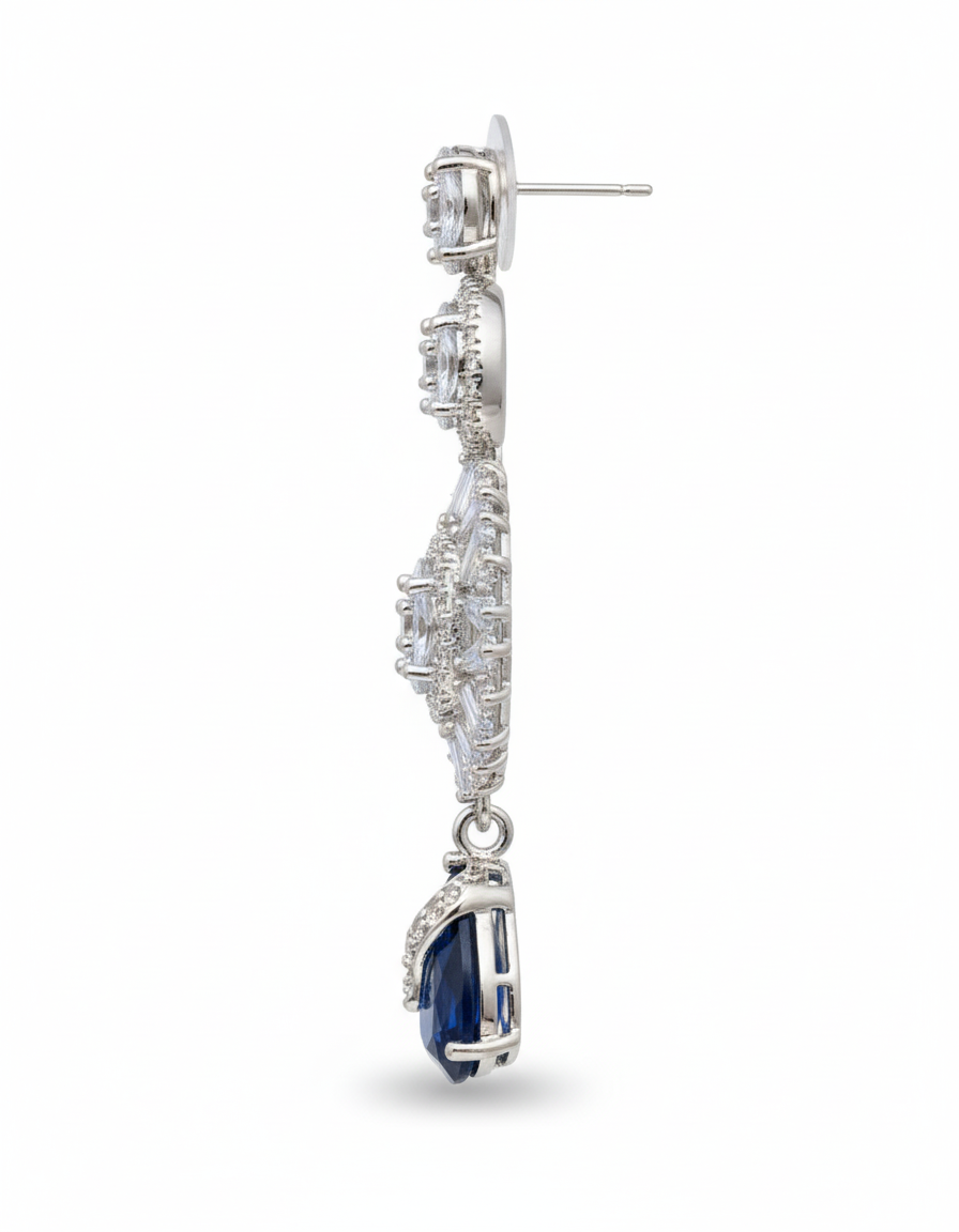 Sapphire Radiance Drop Earrings - Image 2