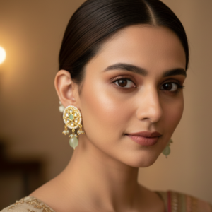 Pearl-Fringed Gold Chandbali