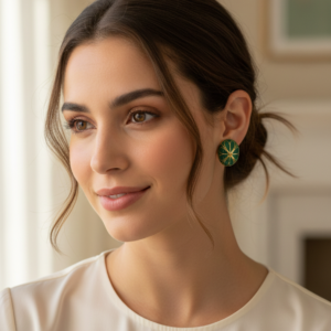 Emerald Petal Oval Stud Earrings