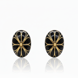 Floral Enamel Oval Stud Earrings