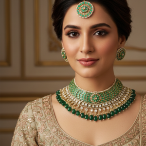 Royal Maroon Drop Bridal Necklace Set