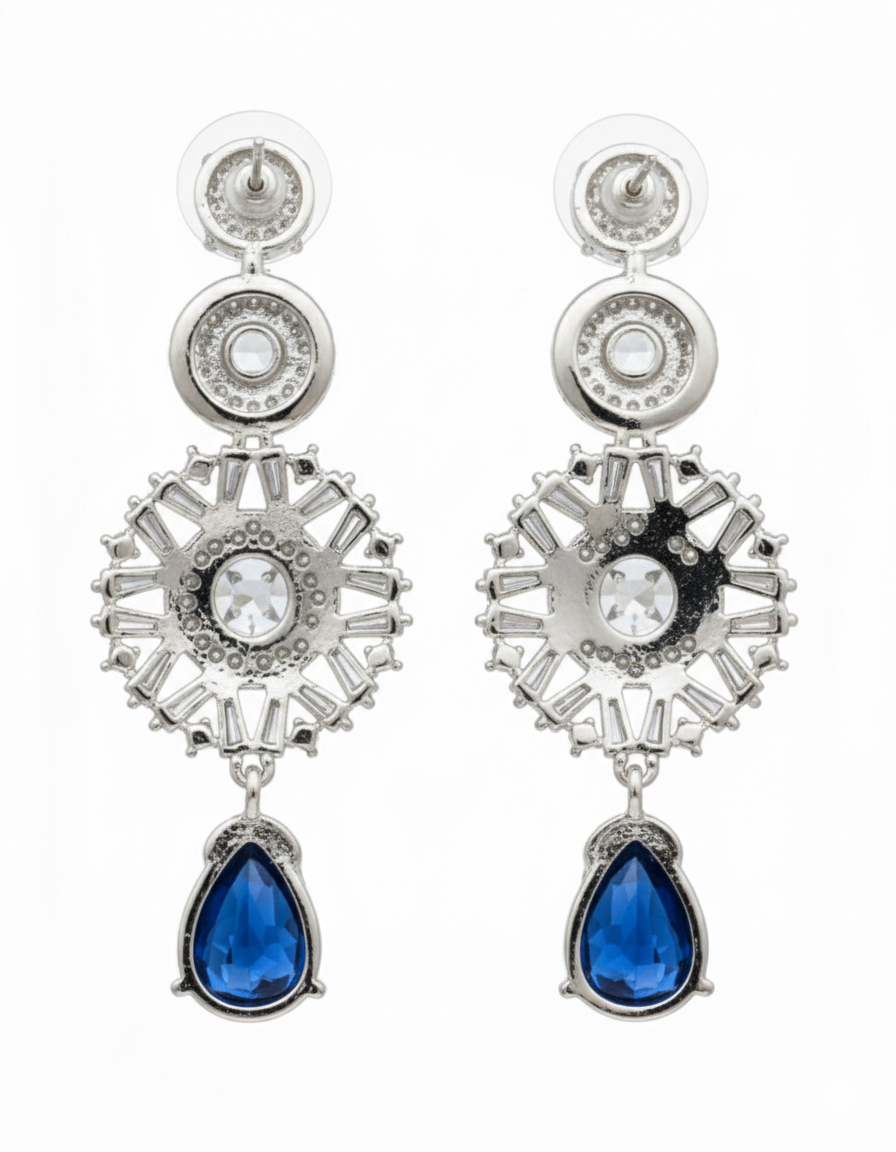 Sapphire Radiance Drop Earrings - Image 3