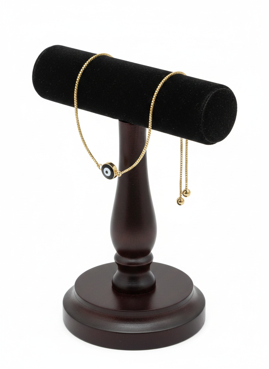 Gold Minimalist Evil Eye Adjustable Bracelet - Image 3