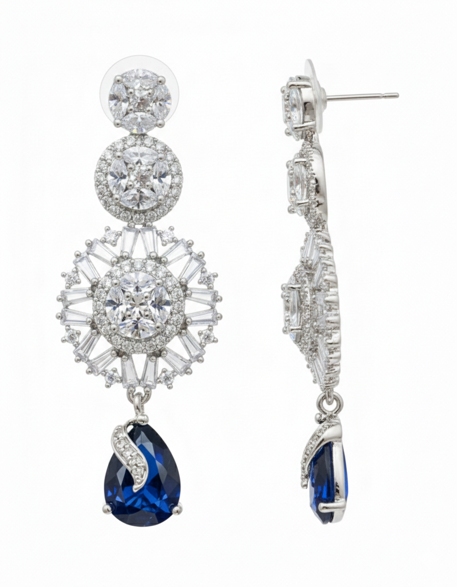 Sapphire Radiance Drop Earrings - Image 4