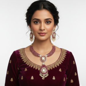 Royal Ruby & Polki Kundan Bridal Jewelry Set