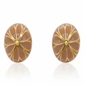 Enamel Oval Stud Earrings