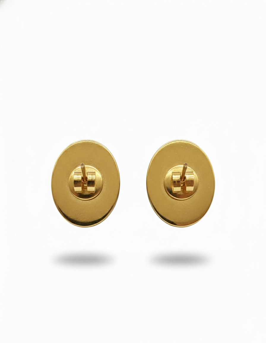 Emerald Petal Oval Stud Earrings - Image 4