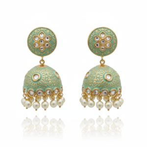Mint Green Meenakari Jhumka Earrings